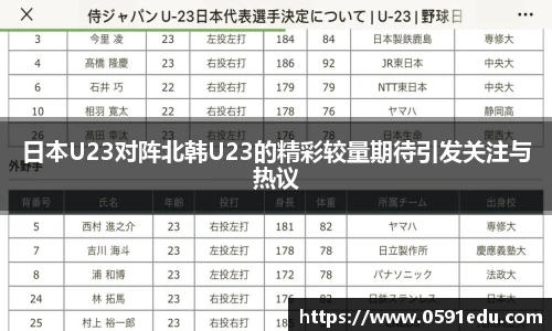 日本U23对阵北韩U23的精彩较量期待引发关注与热议